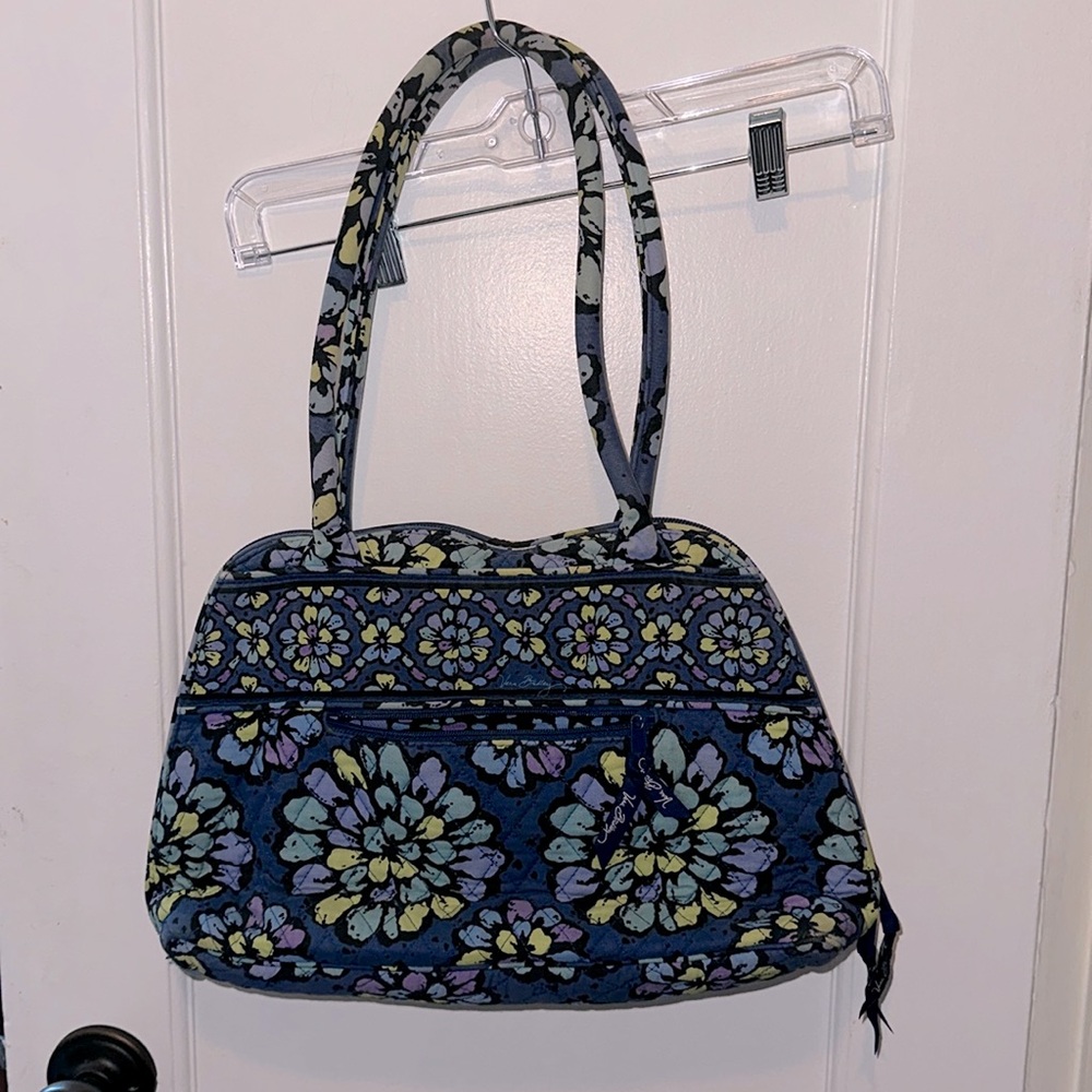 Vera Bradley Blue Green Purple Floral Quilted Tote Handbag Purse